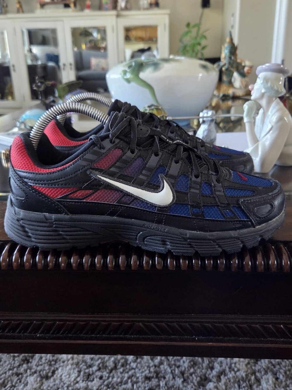 Nike P-6000 Womans Black, Blue & Red Athletic Sneakers with White Swoosh